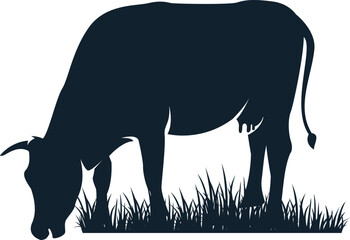 Cow graphic icon. Cow black silhouette isolated on white background