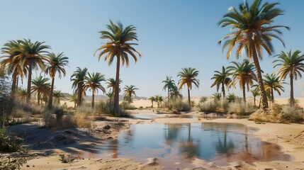 Obraz premium A sandy plain an oasis img