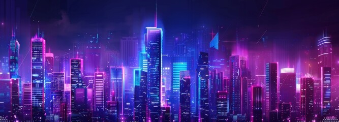 Obraz premium Futuristic Urban Landscape with Advanced Smart City Technology, abstract graphic, banner design, brochure, pattern design, web, background template