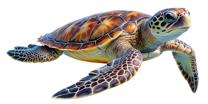  Sea turtle isolated white background PNG. AI GENERATED