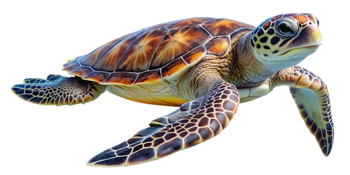  Sea turtle isolated white background PNG. AI GENERATED