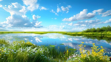 Plains lakes reflecting sky pic