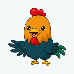 Vector cartoon cute little rooster