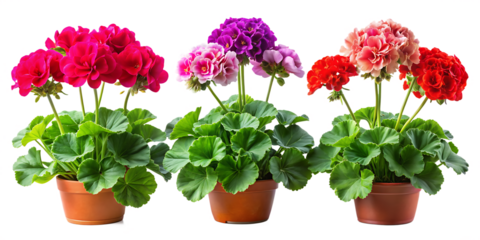 set of colorful geraniums, isolated on transparent background,PNG AI GENERATED