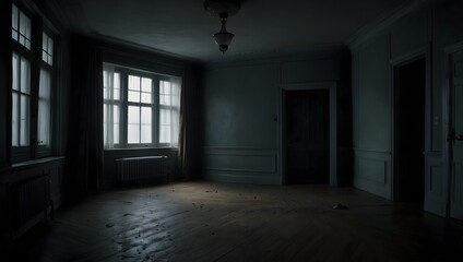 The unsettling vibe of a dim, foreboding room devoid of life, where the air is thick with a sense of impending dread and the unknown ai_generated