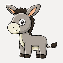 Vector cartoon cute little donkey