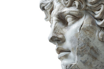 Antique Statue Depicting Ancient Civilization Isolated on Transparent Background