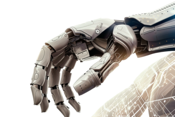 AI Robot Hand Isolated on Transparent Background