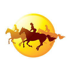 women horse riding icon