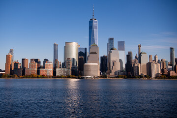 Obraz premium New York, United States. Panorama view of New York city skyline in Midtown Manhattan. USA, NYC, NY, Manhattan. American big city. Lower Manhattan skyline.