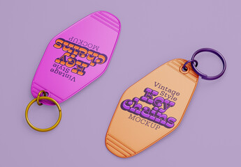 Two Vintage Style Keychain Mockup