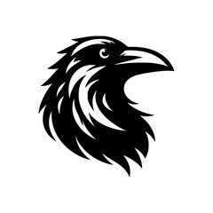 Vector logo of a raven head. Professional esport logo of a crow. can be used as emblems, tattoo, sign, logo.	