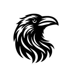 Vector logo of a raven head. Professional esport logo of a crow. can be used as emblems, tattoo, sign, logo.	