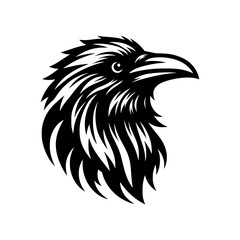 Vector logo of a raven head. Professional esport logo of a crow. can be used as emblems, tattoo, sign, logo.	