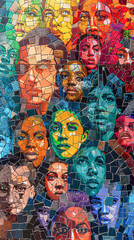 Fototapeta premium Street Art Mosaic Celebrating Straight, Gay, and Trans Individuals of All Colors and Ethnicities