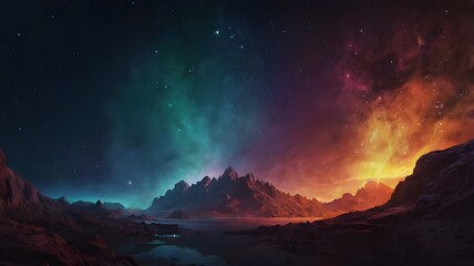 Obraz premium sunset over the mountains background