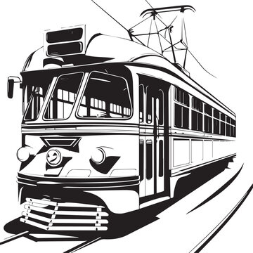 recommend clip art: Tram in cartoon, doodle style . Image for t-shirt, web, mobile apps and ui. Isolated 2d vector illustration in logo, icon, sketch style, Eps 10, black and white. AI Generative