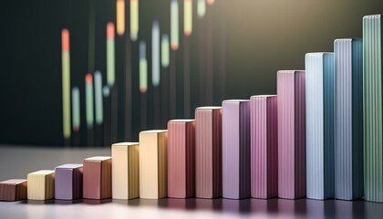 stock trading data graph and graphs on the screen. stock market graph with candlestick.