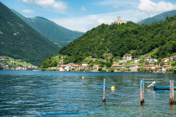 Monte Isola, beautiful island of Iseo Lake, Italy.