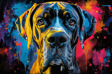 Obraz premium great dane in neon colors in a pop art style