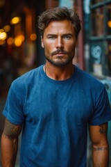 Fototapeta premium Photo of a man wearing a tshirt with space for the design