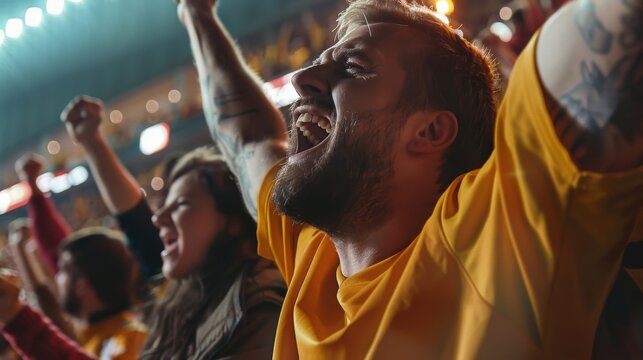 Spectators supporting their team with passionate chants and cheers at sporting event