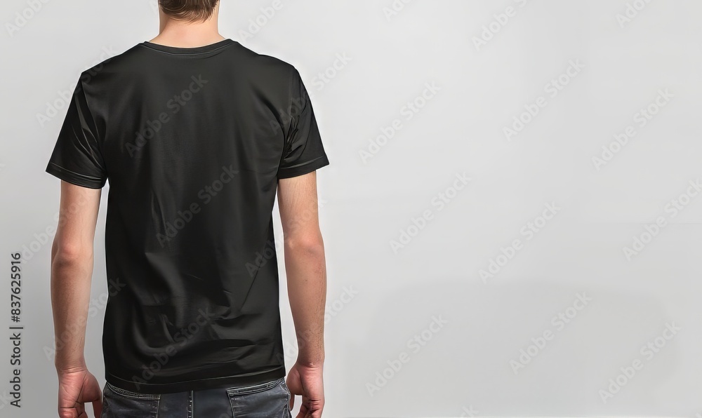 Sticker man in black t shirt mockup