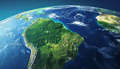 Fototapeta premium A beautiful view of the earth with the continent of South America in the center