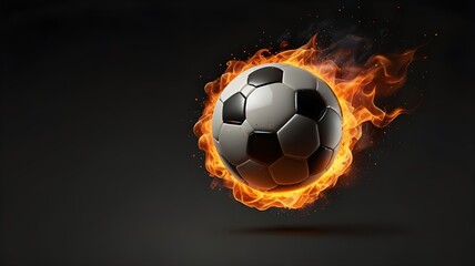 Fototapeta premium Soccer ball flying on fire isolated on transparent background.