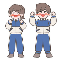 a cheering boy and girl