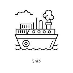Ship outline Design illustration. Symbol on White background EPS 10 File 