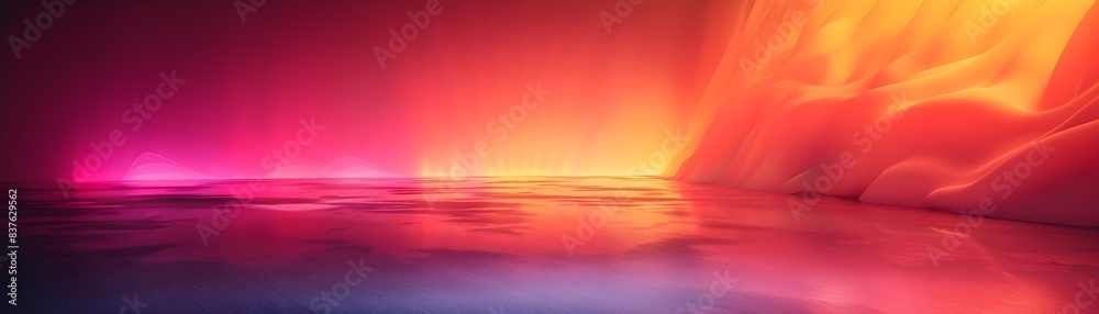 Poster soft neon orange and red gradient backdrop for dynamic product display with copy space