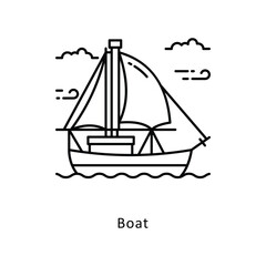 Boat outline Design illustration. Symbol on White background EPS 10 File