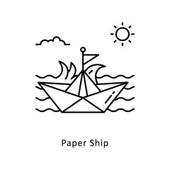 Paper Ship outline Design illustration. Symbol on White background EPS 10 File 