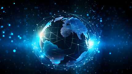 Fototapeta premium Abstract digital blue globe