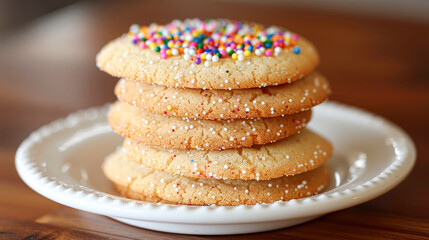 A plate of cookies with colorful sprinkles on top