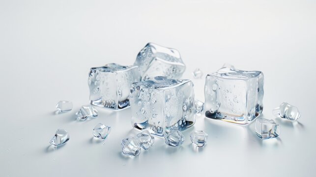ice cubes on white background