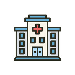 Hospital building medical center isolated icon. Health care concept. Vector illustration