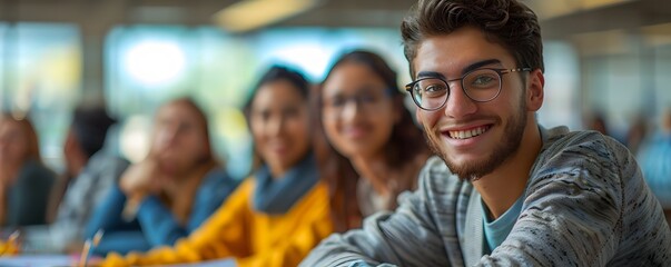 Confident Student Presenting Project to Engaged Classmates in Educational Setting