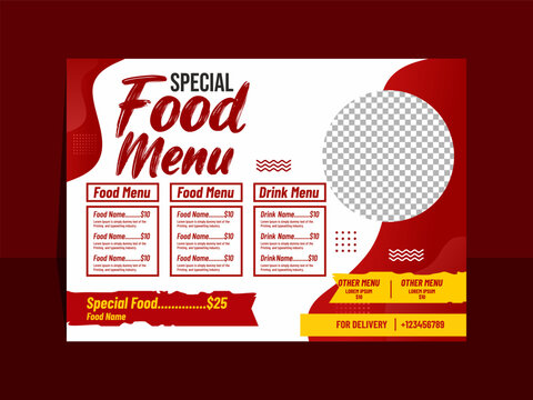 Special food Landscape menu template design