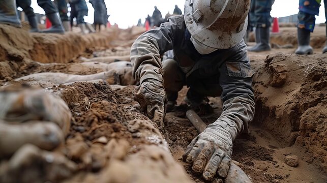 Terracotta Army being unearthed by archaeologists, revealing hidden secrets