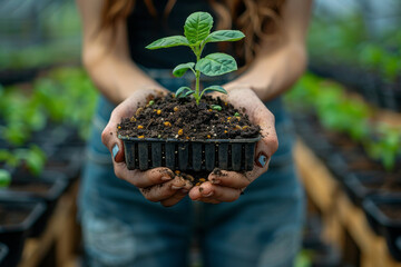 Agronomist tests farm soil in home lab, assessing soil health and compost.generative ai