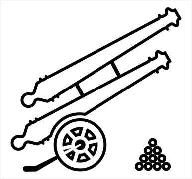 black cannon with cannonballs clip art preview