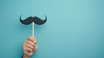 Celebrating Father's Day and Prostate Cancer Awareness A man holding a mustache in his hand