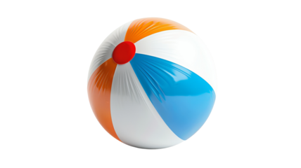 Colorful striped beach ball isolated on white background, perfect for summer, outdoor activities, and fun at the beach or pool.