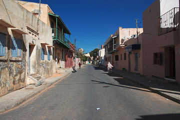 Vintage street of Saint-Louis, Senegal, West Africa