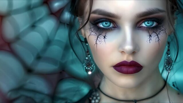 Captivating gothic vampire queen mesmerizes with striking makeup. Concept Dark Glamour, Vampire Beauty, Gothic Chic, Mesmerizing Makeup, Striking Portraits