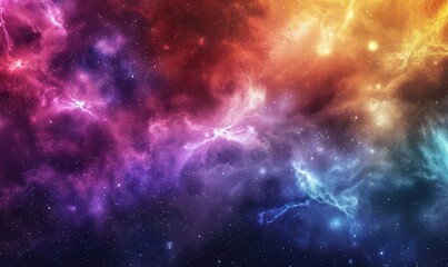 Fototapeta premium Abstract Colorful Vibrant Cosmic Nebula with Orange and Red Hues, Galaxy Space Background