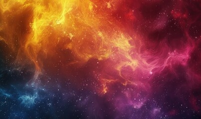 Abstract Colorful Vibrant Cosmic Nebula with Orange and Red Hues, Galaxy Space Background
