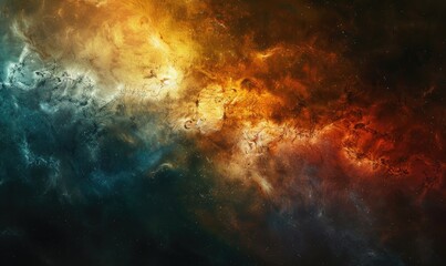Fototapeta premium Colorful Nebula Cloud With Orange And Blue Stars In Space Background